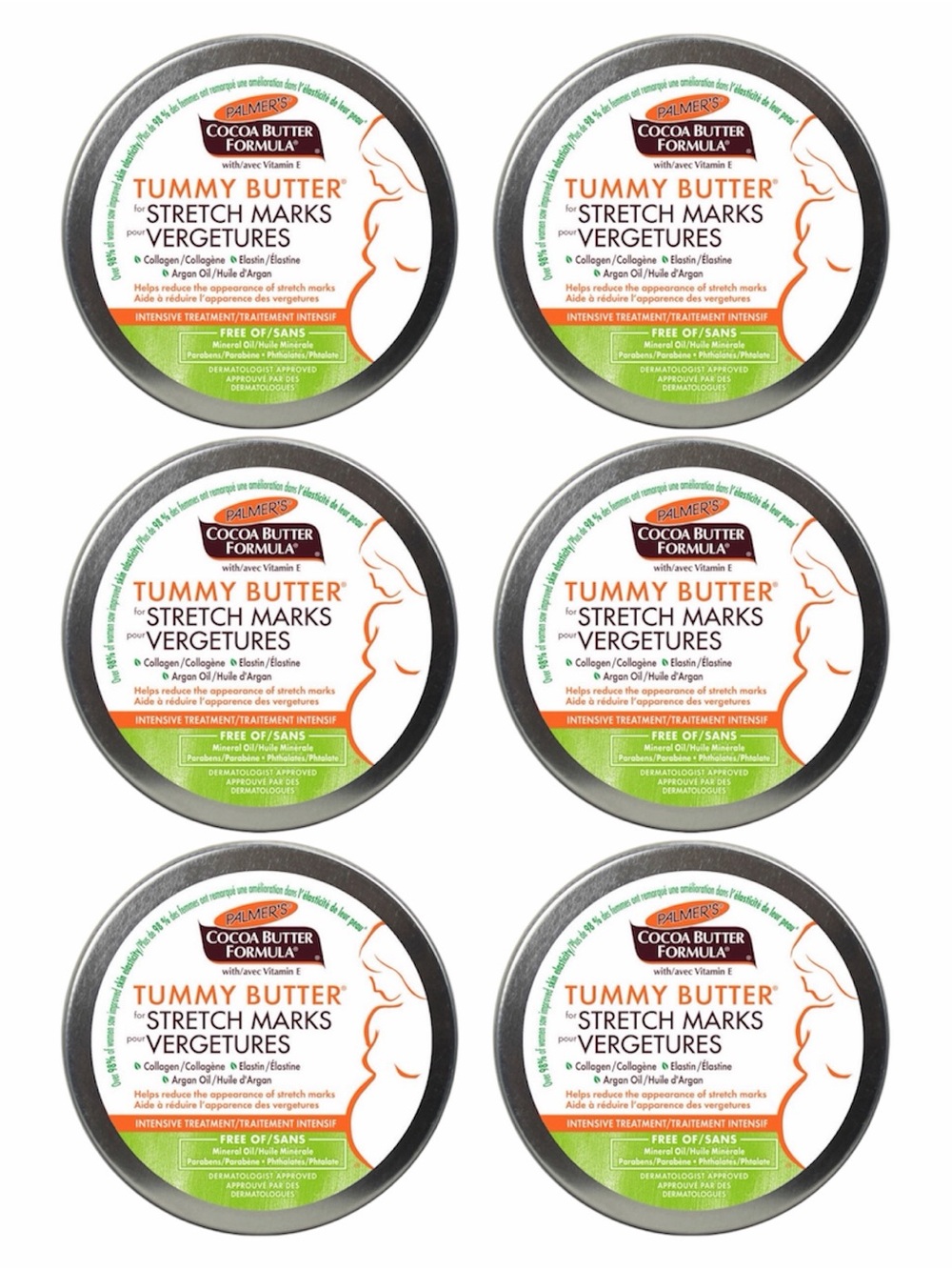 PALMER’S COCOA BUTTER FORMULA TUMMY BUTTER FOR STRETCH MARKS 125G X6 - BRAND NEW